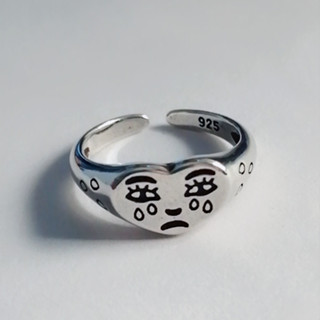 Adjustable Cute Expression Love Ring Custom Single Game Crying Emoticon Ring Funny Ring