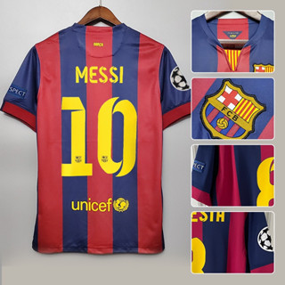 เสื้อกีฬาแขนสั้น ลายทีมชาติฟุตบอล Barcelona Jersey Macy Nemar เลือกลายได้ สไตล์ยุโรป เบอร์ 14-15