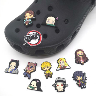 รองเท้าแตะ PVC ลาย Demon Slayer Jibbitz อุปกรณ์เสริม สําหรับ Crocs Fit