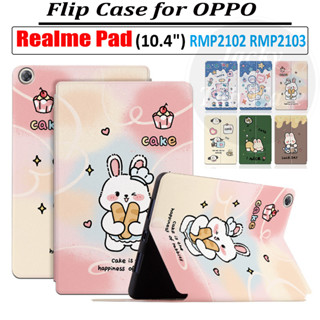 เคสแท็บเล็ตหนัง PU แบบฝาพับ ลายการ์ตูนน่ารัก พร้อมขาตั้ง สําหรับ Realme Pad Tablet 10.4 นิ้ว RMP2102 RMP2103