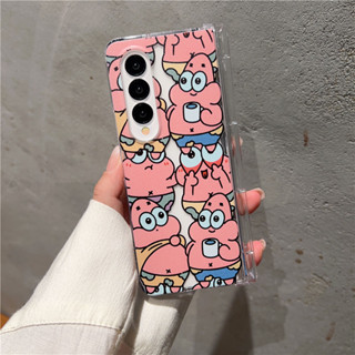 เคสโทรศัพท์มือถือ PC แบบแข็ง ลายการ์ตูน สีโปร่งใส สําหรับ Samsung Galaxy Z Fold 3 4 5G