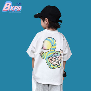 Bxpb เสื้อแขนสั้นลําลอง ผ้าฝ้าย พิมพ์ลาย ทรงหลวม ใส่สบาย แฟชั่นฤดูร้อน สําหรับเด็ก 100-160