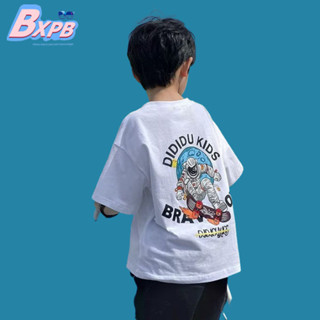 Bxpb เสื้อแขนสั้นลําลอง ผ้าฝ้าย พิมพ์ลาย ทรงหลวม ใส่สบาย แฟชั่นฤดูร้อน สําหรับเด็ก 100-160