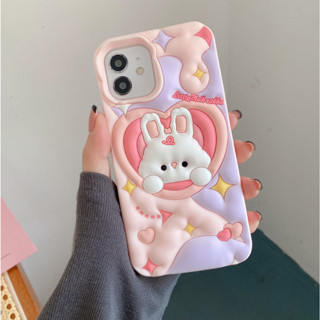 เคสโทรศัพท์มือถือซิลิโคน ลายกระต่ายน่ารัก 3D สําหรับ iphone 14 13 12 11 pro max