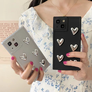 เคสโทรศัพท์มือถือแบบนิ่ม ทรงสี่เหลี่ยม ลายหัวใจ 3d สําหรับ Iphone 14 14 Pro 14 Pro Max 11 12 promax 13 Pro Max