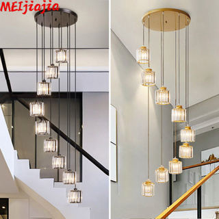 Meijiajia โคมไฟระย้า LED คริสตัล สไตล์นอร์ดิก โมเดิร์นมินิมอล สําหรับตกแต่งห้องนั่งเล่น