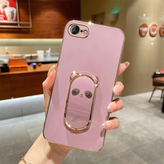 เคสโทรศัพท์มือถือชุบไฟฟ้า ลายแพนด้า สามมิติ สําหรับ iPhone 6 iPhone 6s iPhone 7 iPhone 8 iPhone 6 plus iPhone 6 splus iPhone se2020 iPhone se2022