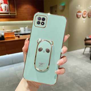 เคสโทรศัพท์มือถือ ลายแพนด้า สามมิติ ขอบตรง สําหรับ Oppo A83 Oppo A54 4G Oppo A94 4G Oppo A93 4G Oppo A74 4G Oppo A95 4G Oppo A91