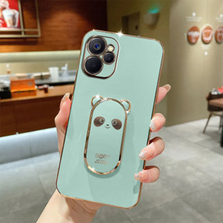 เคสโทรศัพท์มือถือ ลายแพนด้า สามมิติ ขอบตรง สําหรับ realme C33 realme C31 realme C30s realme 10 4G realme 10 pro 5G