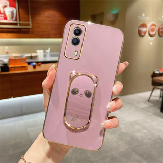 เคสโทรศัพท์มือถือ ชุบไฟฟ้า ขอบตรง ลายแพนด้าสามมิติ สําหรับ Vivo Y93 Vivo Y95 Vivo Y71 Vivo Y81 Vivo Y83 Vivo V9 Vivo Y85