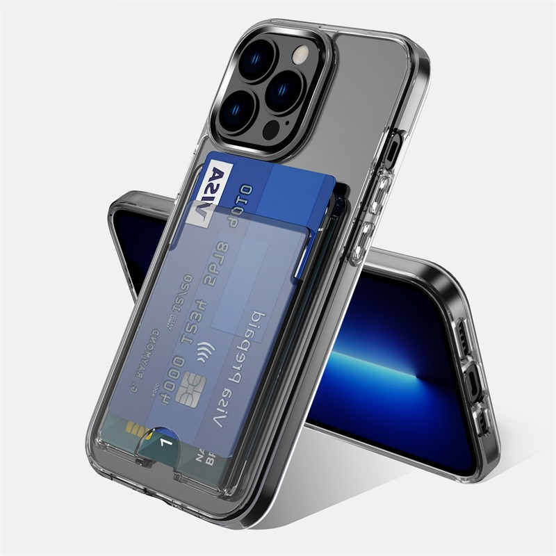 หรูหราโปร่งใสช่องใส่การ์ดกระเป๋าสตางค์สําหรับ iPhone 16 Pro Max กันกระแทกอะคริลิคใสสําหรับ iPhone 15 13 14 12 11 Pro Max Plus
