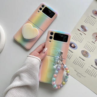 ใหม่ เคสโทรศัพท์มือถือ กันกระแทก พร้อมที่ตั้งวาง สีรุ้ง สําหรับ Samsung Galaxy Z Flip4 Z Flip3 ZFlip4