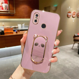 เคสโทรศัพท์มือถือ ชุบไฟฟ้า ขอบตรง ลายแพนด้าสามมิติ สําหรับ Xiaomi 8 Xiaomi 9 Xiaomi 10 Xiaomi 10S Xiaomi 10 lite Xiaomi 11 Xiaomi 11 lite