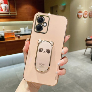 เคสโทรศัพท์มือถือ ชุบไฟฟ้า ขอบตรง ลายแพนด้าสามมิติ สําหรับ Redmi 9 Redmi 9A Redmi 9C 10A Redmi 8 Redmi 8A Redmi 10C Redmi k50 k50 pro