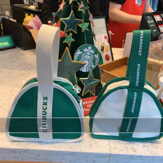 Starbucks กระเป๋าถือ ทรงโท้ท ผ้าแคนวาส ทรงสามเหลี่ยม ใส่เหรียญได้ เป็นมิตรกับสิ่งแวดล้อม สําหรับผู้หญิง