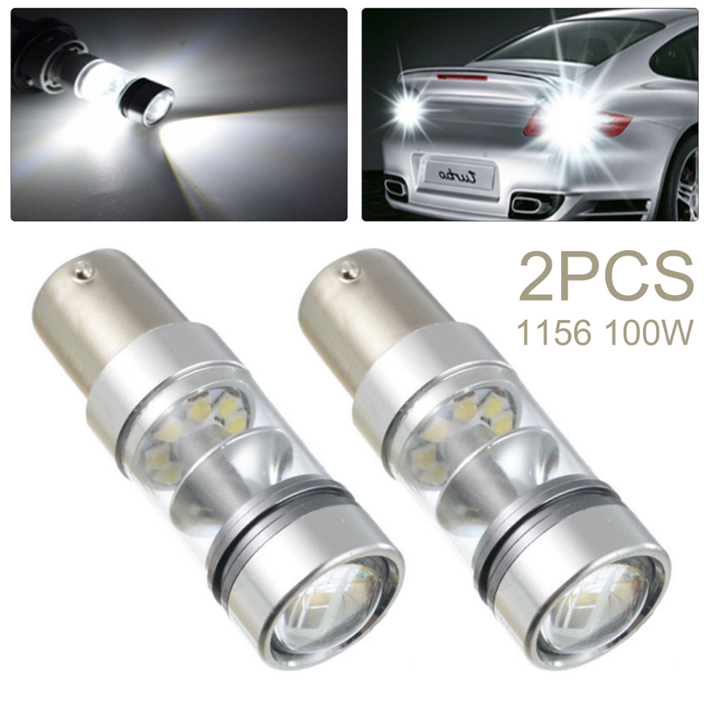 2x100W 1156 Ba15s 3882 P21w 1000LM CREE XBD LED สีขาวหยุดไฟถอยหลัง