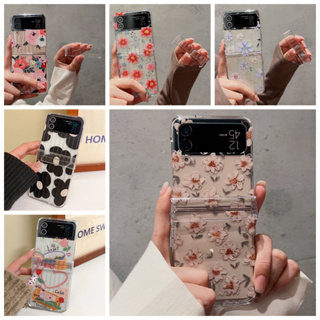 เคสโทรศัพท์มือถือ PC แข็ง กันกระแทก ลายดอกไม้ สําหรับ Samsung Galaxy Z Flip 4 Z Flip 3 5G