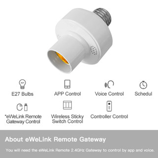 E27 ซ็อกเก็ตหลอดไฟอัจฉริยะ Ewelink ควบคุมด้วยแอพ (ไม่รวมรีโมทคอนโทรล)