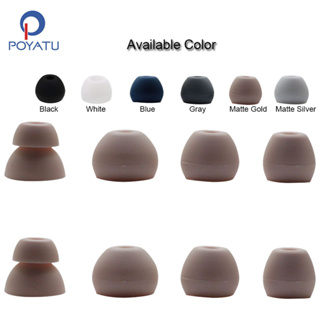 Poyatu จุกหูฟังซิลิโคน เนื้อแมตต์ สีทอง สีเงิน สีฟ้า สีดํา แบบเปลี่ยน สําหรับ Beatsx Beats X