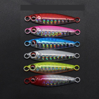 6 สี Jigging Hook Spinner เหยื่อตกปลาโลหะ 7 กรัม / 10 กรัม / 15 กรัม / 20 กรัม จิ๊กเลเซอร์โลหะ Umpan หล่อช้อนเหยื่อตกปลา 1 ชิ้น