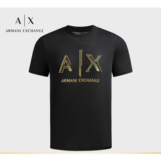 Armani ใหม่ เสื้อยืดแขนสั้น ผ้าฝ้าย อเนกประสงค์ สีดํา สําหรับผู้ชาย 2023