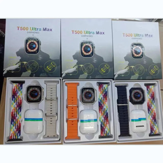 T500 Ultra Max สมาร์ทวอทช์ 1.83 นิ้ว พร้อมเอียร์บัด แฟชั่น 2 in 1 Smartwatch Series 8 Ultra พร้อมสายนาฬิกา 2 สาย