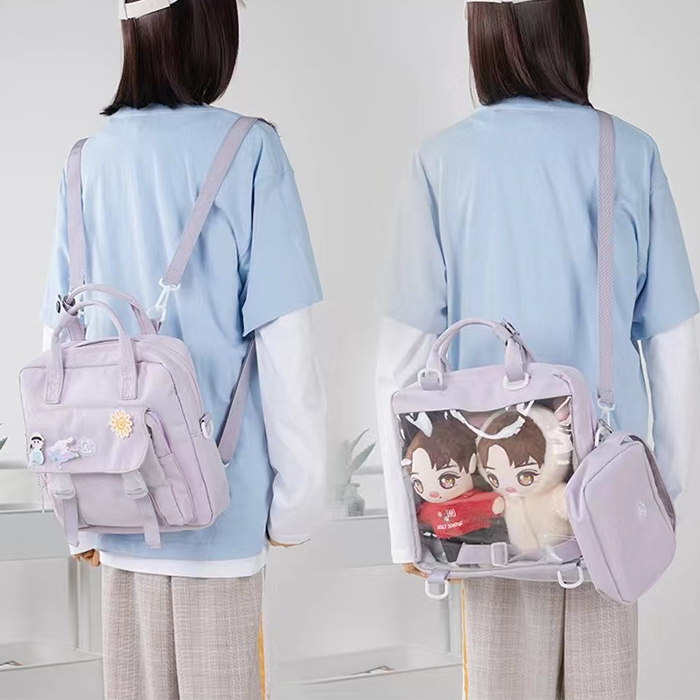 Kawaii สามใช ้ กระเป ๋ าเป ้ สะพายหลังพร ้ อมกระเป ๋ าแป ้ ง Ita กระเป ๋ าน ่ ารักใสกระเป ๋ าสะพายข ้ าง DIY ตุ ๊ กตากระเป ๋ าสะพายไหล ่