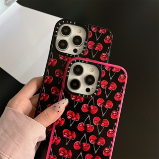 Original glitter cherry CASE.TIFY Cute Phone Case for iphone 14 14pro 14promax 11 12 12ProMax 13promax 13 case High-end shockproof hard case Cartoon cherry doodle pattern Official New Design Luxury Style Black Pink