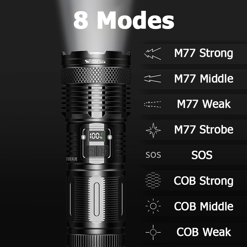 Smilingshark SD5209 ไฟฉาย led M77 4500lumens Type-C ซูมได้ 7 โหมด กันน้ํา สําหรับตั้งแคมป์ เดินป่า ล่าสัตว์ ทํางาน ราคา ถูกที่สุด ดีลบีเคเค แกลเลอรีภาพที่ 5