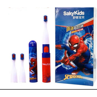 Saky Baby MINISO แปรงสีฟันไฟฟ้า ขนแปรงนุ่ม ลาย Marvel series Spiderman Sophia ของขวัญวันเกิด สําหรับเด็ก 2-12 ปี