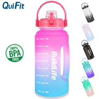 Quifit ขวดน้ําแกลลอน 2.2ลิตร/73ออนซ์ไม่มีหลอดดูดป้องกันการรั่วไหลสําหรับเล่นกีฬา