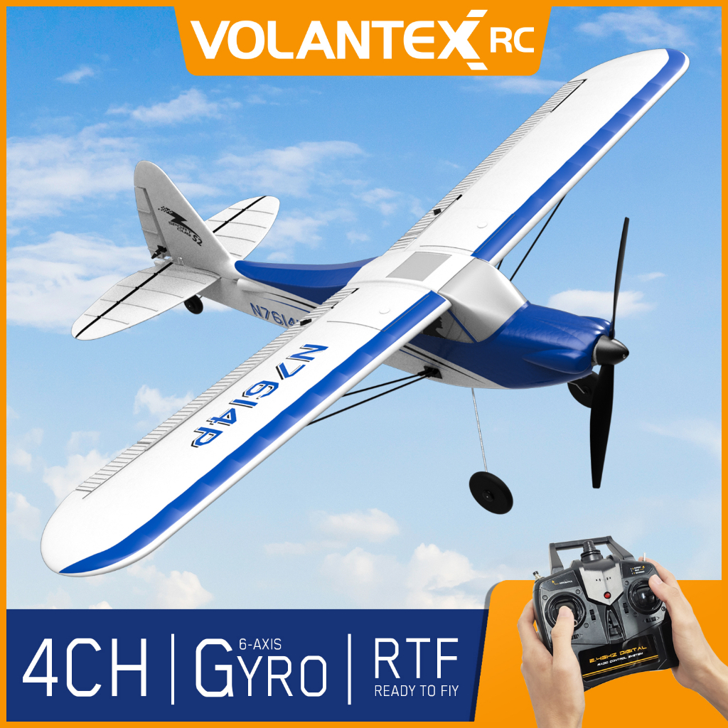 VOLANTEXRC RC airplane Sport Cub 500 Parkflyer 2.4Ghz 4CH 500mm Wingspan with 6-axis Stabilizer System One Key Aerobatic Perfect for Beginner