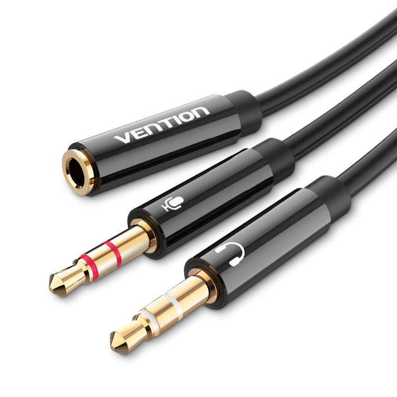 Vention อะแดปเตอร์หูฟัง แยกสายไมค์และหูฟัง 3.5 มม. ถึง ไมค์+เสียง สําหรับคอมพิวเตอร์ 3.5 มม. สำหรับหูฟัง เดสก์ท็อป แล็ปท็อป โทรศัพท์มือถือ