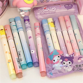 SANRIO ชุดปากกามาร์กเกอร์ ลายการ์ตูนน่ารัก สีมาการอง สําหรับนักเรียน 6 ชิ้น ต่อชุด