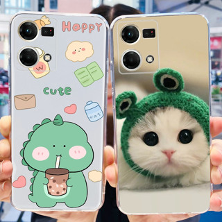 เคสโทรศัพท์มือถือ ซิลิโคนนิ่ม TPU ลายไดโนเสาร์ แมวน่ารัก สําหรับ OPPO Reno7 4G Reno 7 CPH2363