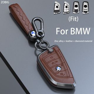 Zobig เคสกุญแจรีโมตรถยนต์ แบบหนัง ผสมสังกะสี พร้อมพวงกุญแจ สําหรับ BMW 2 5 6 7 Series X1 X2 X3 X5 X6 1 3 4 5 6 7 Series X4 M6 GT3 GT5