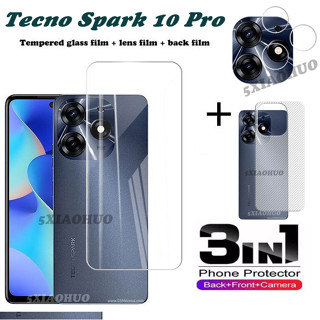 3-in-1 Tecno Spark 10 Pro ฟิล์มกระจกนิรภัยกันรอยหน้าจอ + ฟิล์มกล้อง + กล้องฟิล์มด้านหลัง