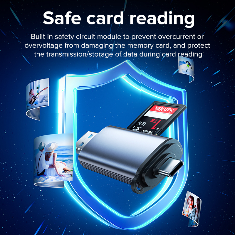 Llano เครื่องอ่านการ์ด USB 2 in1 OTG Type-C TF SD 2T