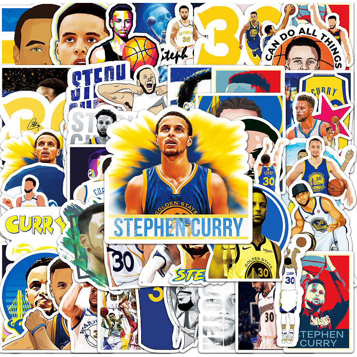 50 ชิ้น NBA Stephen Curry สติกเกอร์กันน้ํา DIY สําหรับโทรศัพท์แล็ปท็อปรถสติกเกอร์ Creative Home Deca