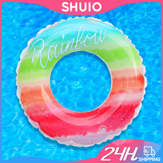 Shuio ใหม่ ห่วงยางพองลม ลายทางสีรุ้ง แบบหนา สําหรับว่ายน้ําเด็ก