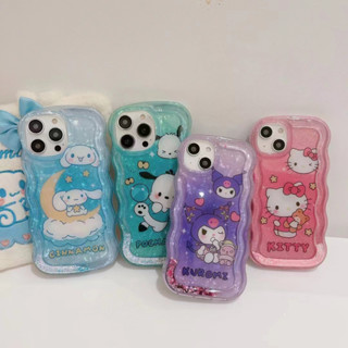 เคสป้องกันโทรศัพท์มือถือ ลาย Sanrio Glitter Hello Kitty Kuromi สําหรับ iPhone14 13 12 11 Pro MAX