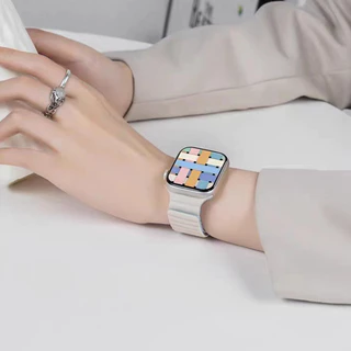 68 สีLiquid ซิลิโคนแม่เหล็กสําหรับ iwatch Series 11 10 9 S8 ultra 7 5 4 SE 6 3 2 1 คู่สีสร้อยข้อมือสําหรับ iwatch Band 46/49/41/45/44/40 มม.38 มม.42 มม.