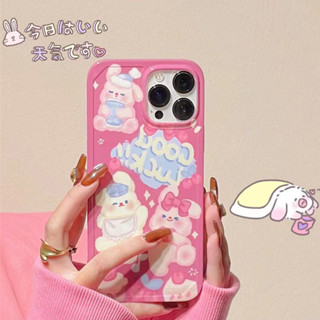 เคสโทรศัพท์มือถือนิ่ม ลายการ์ตูนกระต่ายน่ารัก สีแดงกุหลาบ สําหรับ Apple iPhone 14 13ProMax 12 13 11 12ProMax Style 14Pro