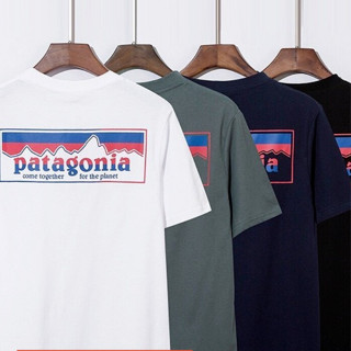 เสื้อยืดแขนสั้น ผ้าฝ้าย ทรงหลวม พิมพ์ลาย Patagonia แฟชั่นสําหรับผู้ชาย