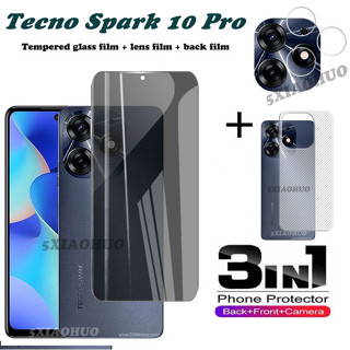 Tecno Spark 10 Pro กระจกนิรภัย ป้องกันการแอบมอง Tecno Spark 10 Pro ตัวป้องกันหน้าจอ + ฟิล์มเลนส์ + ฟิล์มด้านหลัง