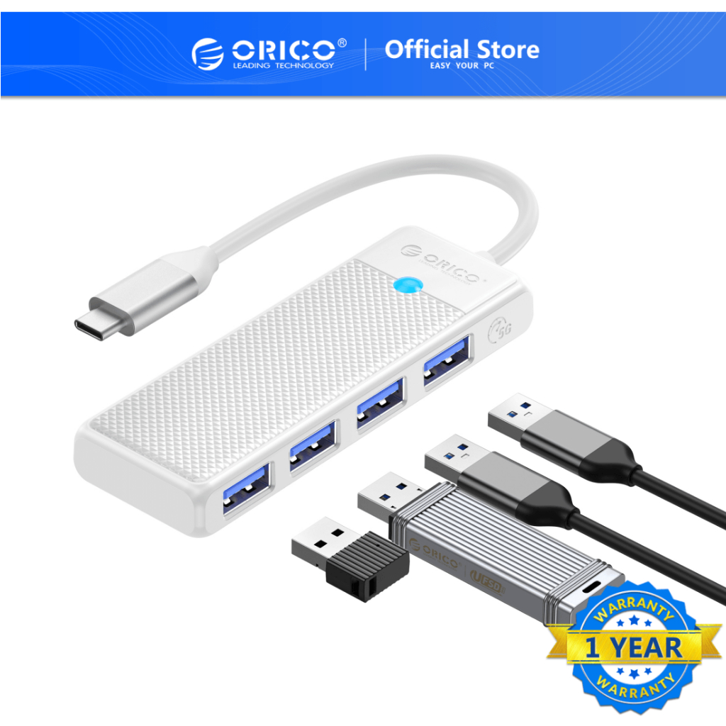 Orico USB 3.0 HUB ประเภท C 4-Port Splitter USB HUB อะแดปเตอร์ขยาย Dock OTG อะแดปเตอร์ (PAPW4A)