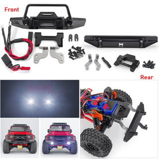 กันชนหน้า หลัง โลหะ พร้อมไฟ LED อะไหล่อัพเกรด สําหรับรถไต่หินบังคับ Traxxas TRX-4M Defender 1/18