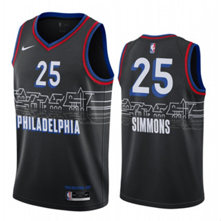 hot pressed Nba Philadelphia 76ers No.25 Simmons black 2021 city edition basketball jersey