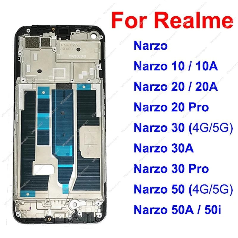 กรอบด้านหน้า LCD สําหรับ OPPO Realme Narzo 50 30 20 10 Pro 50i 50A Prime 30A 20A 10A 4G 5G หน้าจอ LC