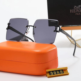 HERMES ใหม่ แว่นตากันแดด ไร้กรอบ ทรงสี่เหลี่ยม เลนส์ขนาดใหญ่ หรูหรา UV400 สําหรับขับรถ ปาร์ตี้